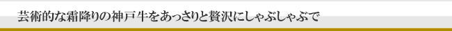 芸術的な霜降りの神戸牛をあっさりと贅沢にしゃぶしゃぶで